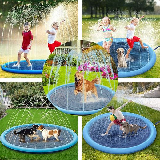 Planschbecken für Hunde mit Wassersprinkler