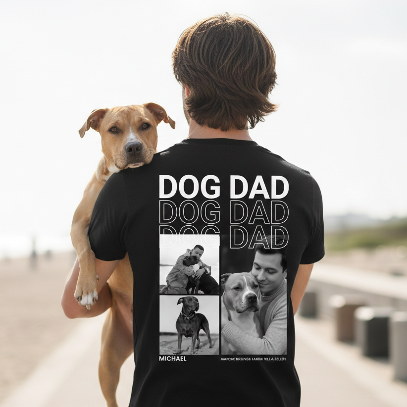 Personalisiertes Hundepapa T-Shirt mit Fotos