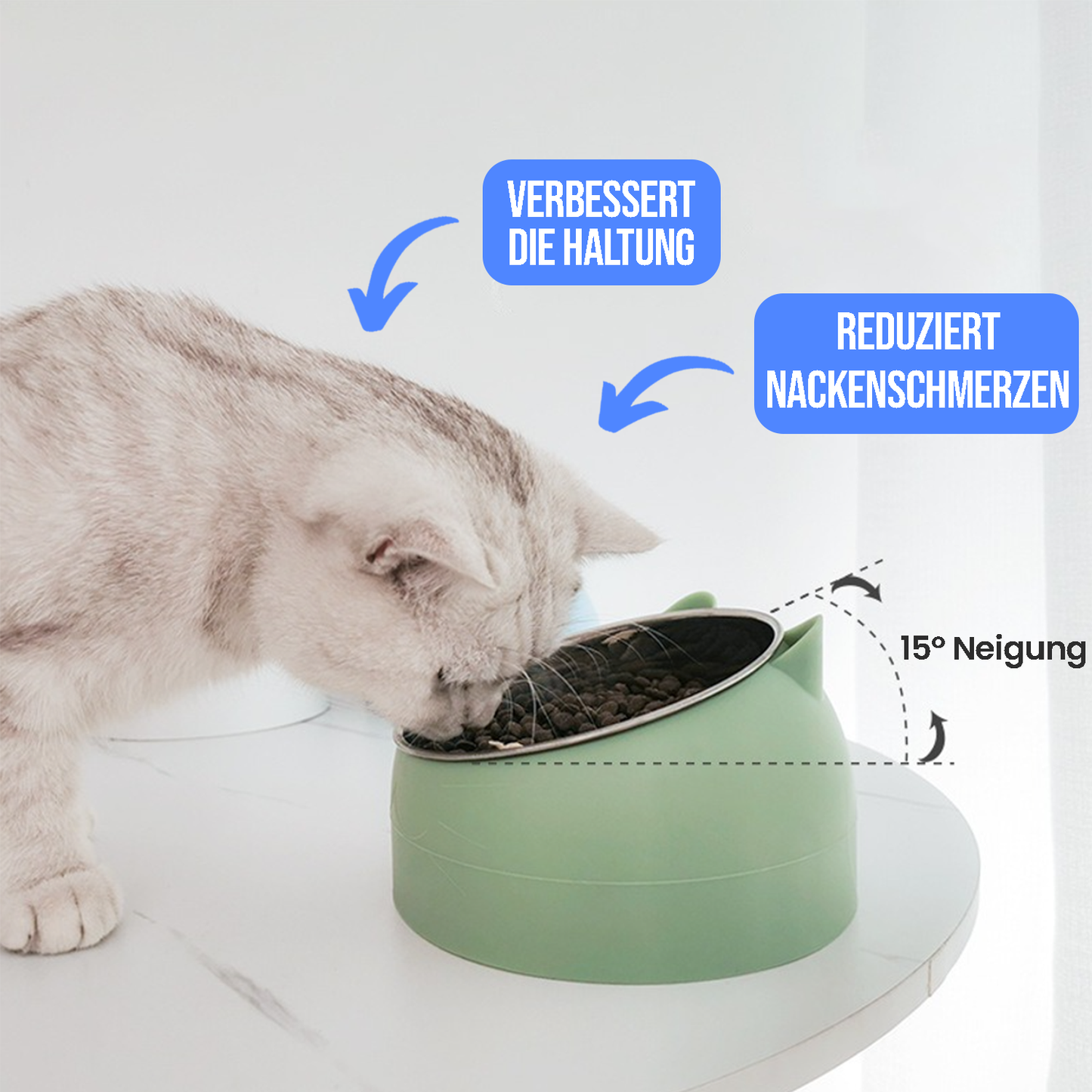 Anti-Erbrechen Fressnapf mit 15 Grad Neigung