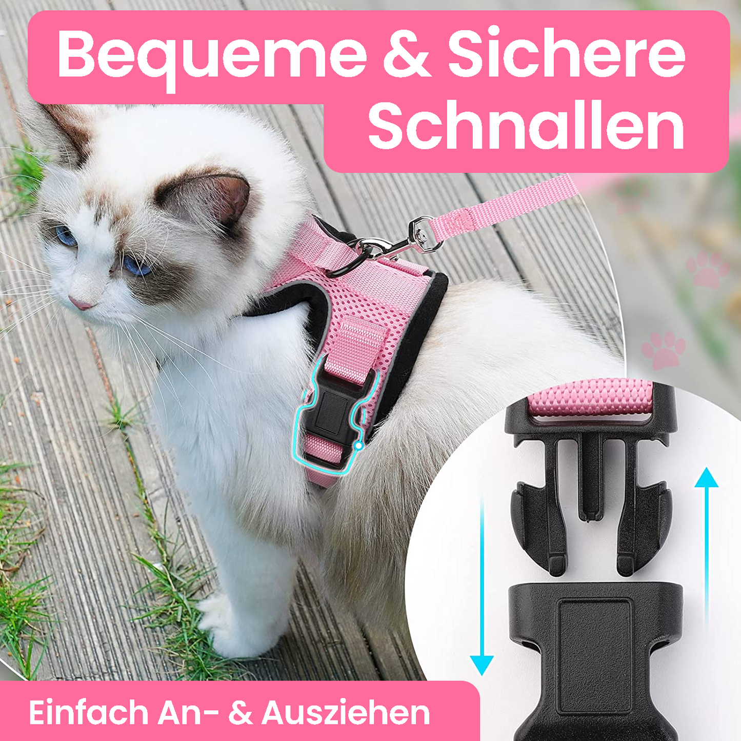 SafeCat™ Katzengeschirr atmungsaktiv mit Leine