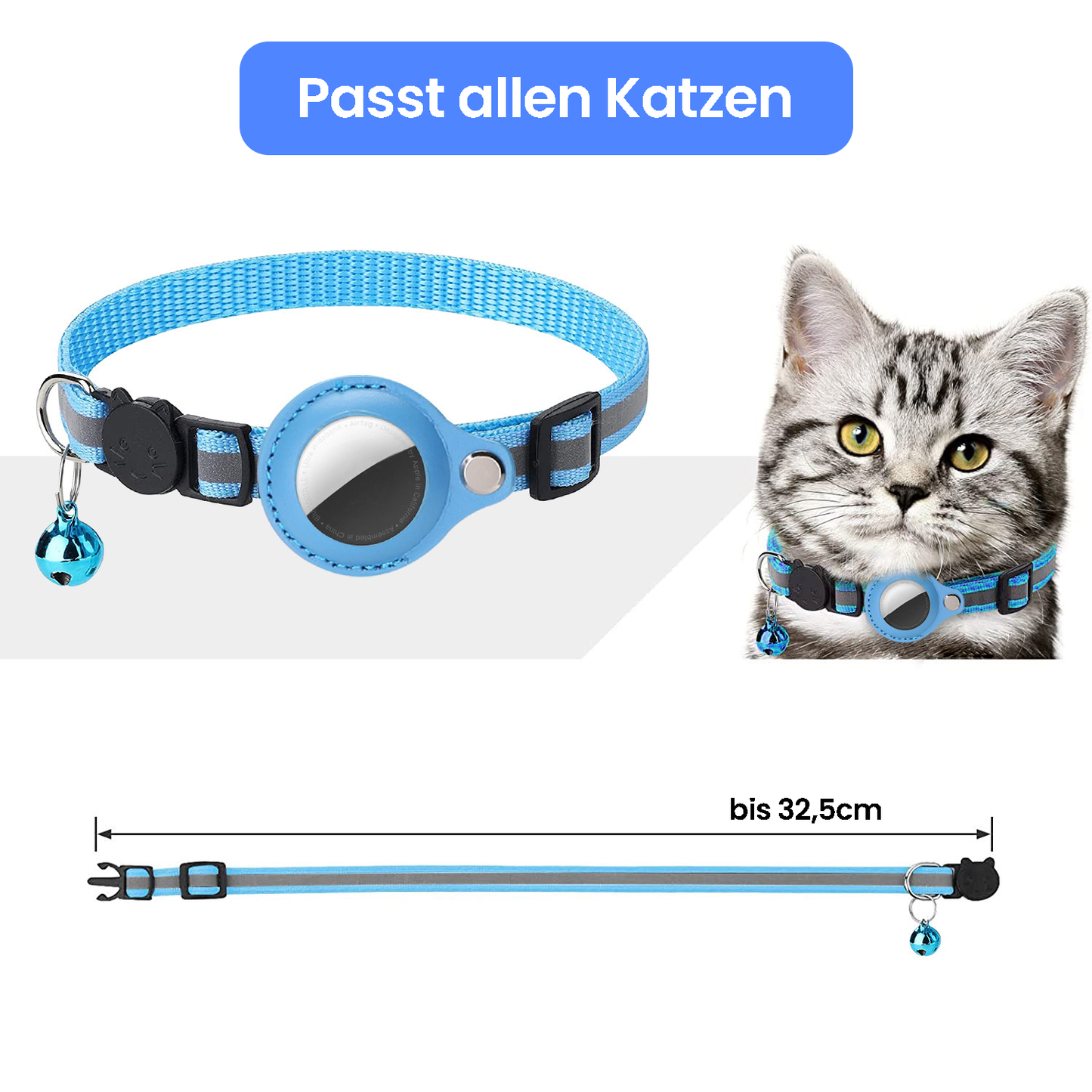 AirTag Katzenhalsband - Reflektierend, Wasserdicht, Sicher & Komfortabel