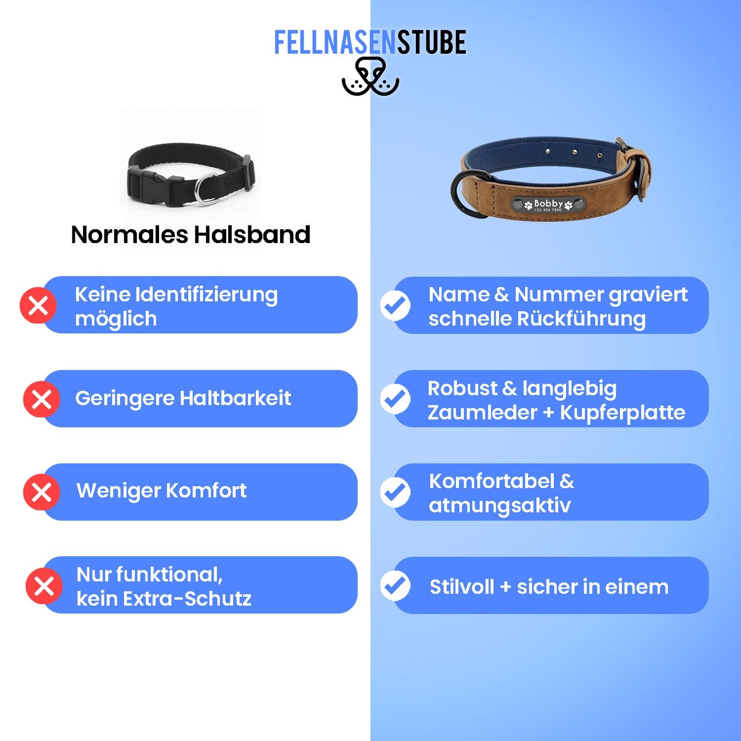 Personalisiertes Hundehalsband mit Gravur