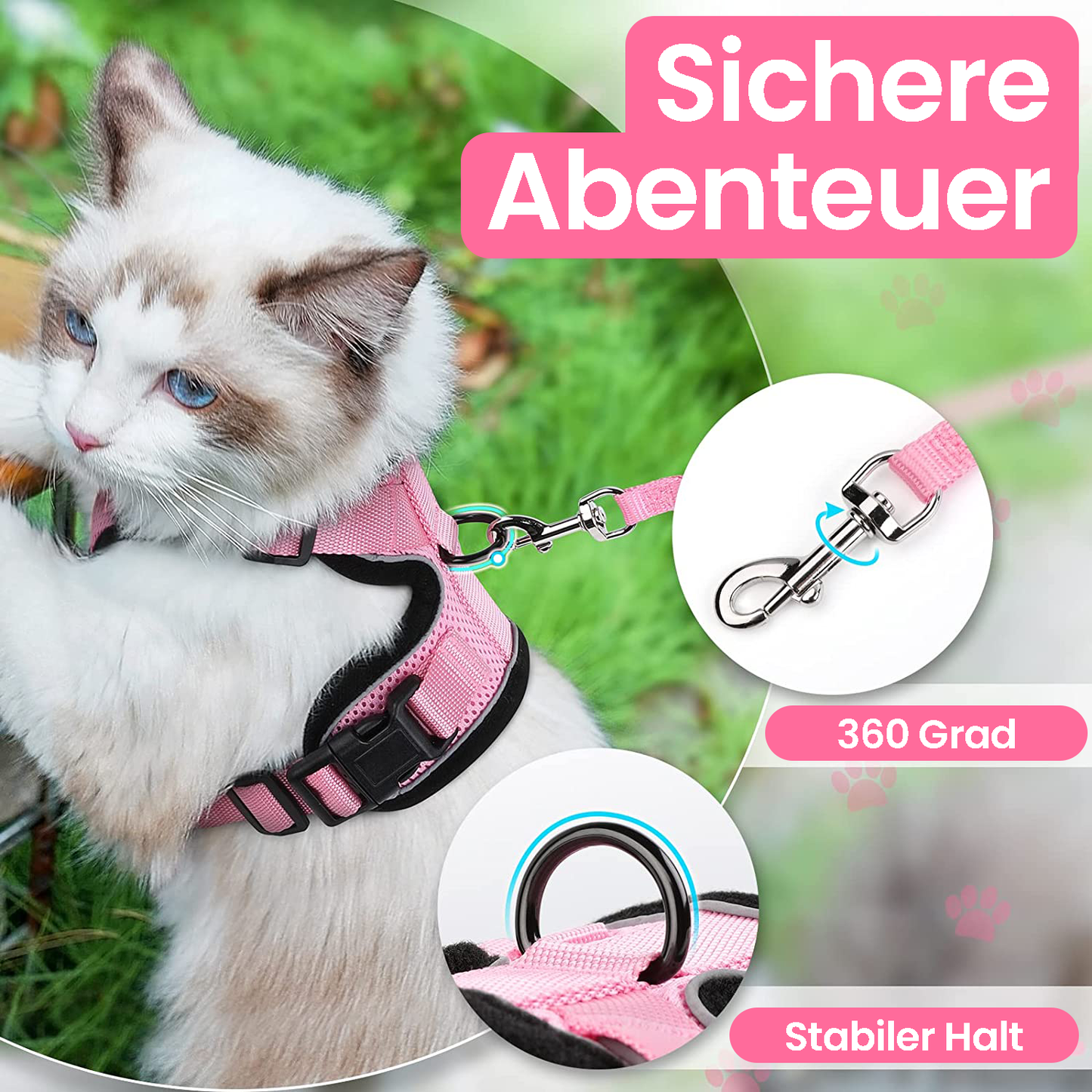 SafeCat™ Katzengeschirr atmungsaktiv mit Leine