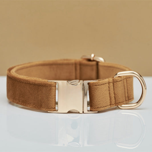Premium Halsband mit Name & Telefonnummer aus Samt