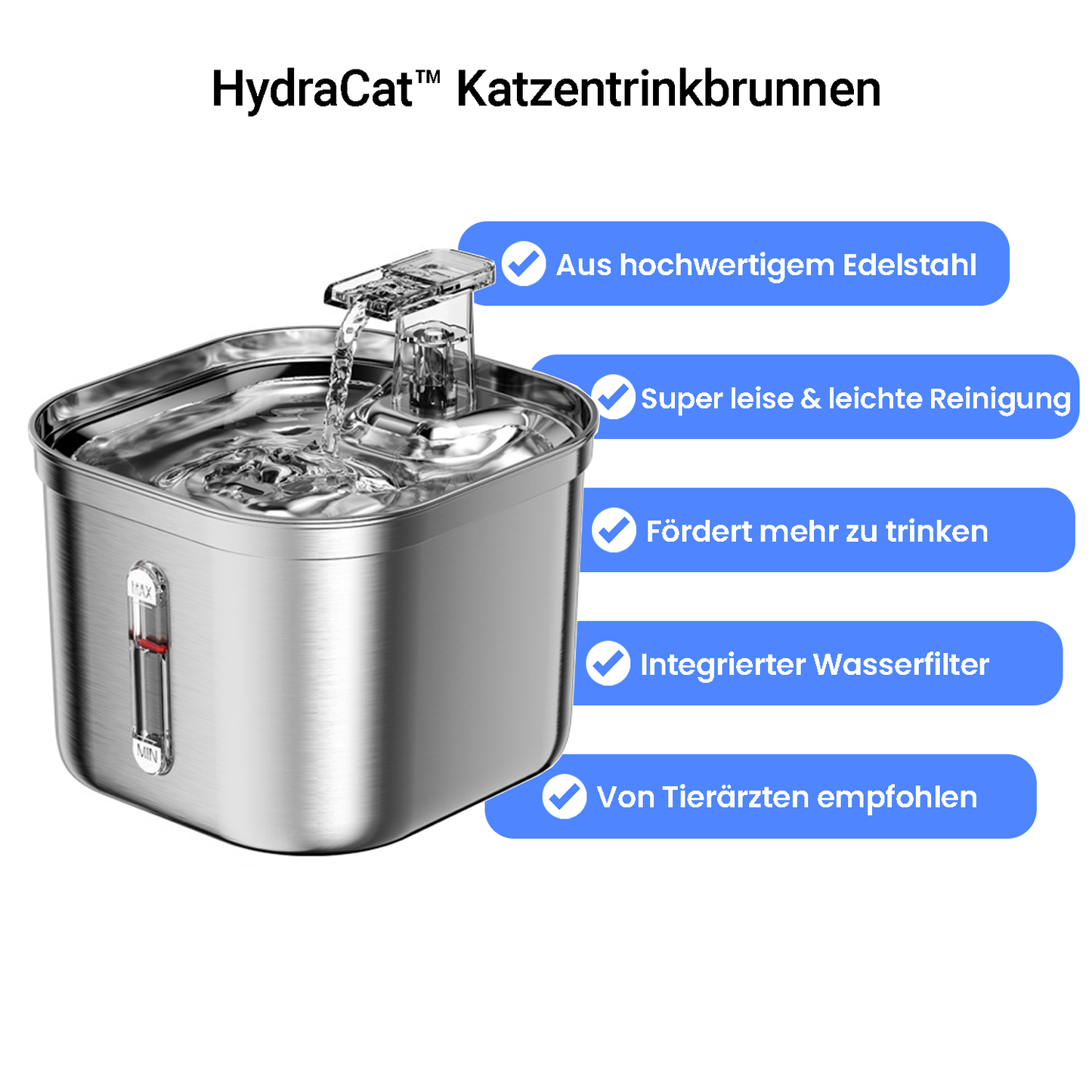 HydraCat™ Katzentrinkbrunnen aus Edelstahl
