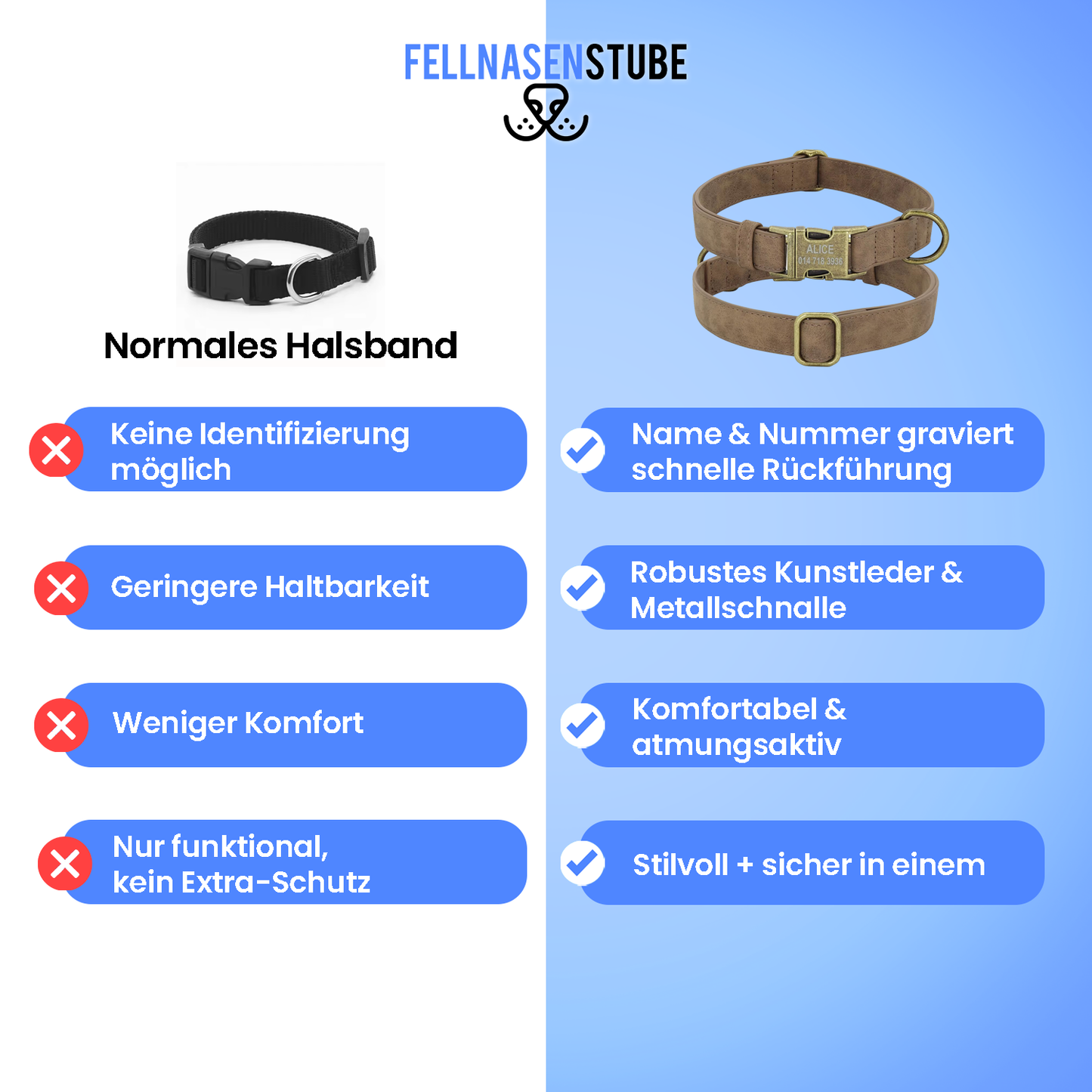 Personalisiertes Halsband aus Kunstleder
